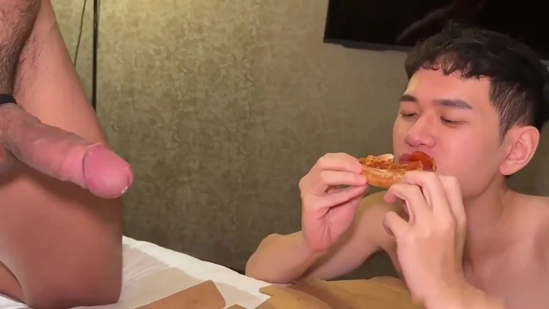 Fucking and cumming on pizza